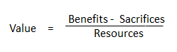 Value formula benefits - sacrifices resources